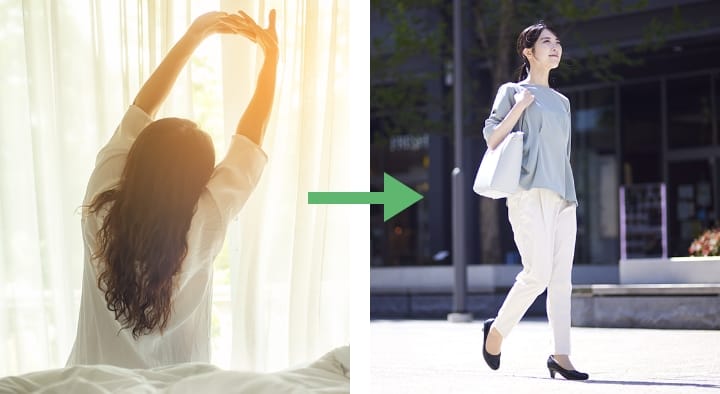 睡眠の質が良くアクティブに行動する女性