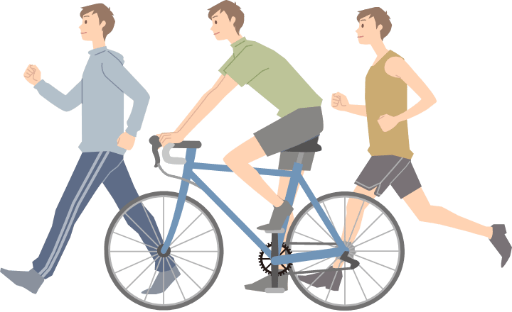 ウォーキング・ジョギング・サイクリングをする男性のイラスト